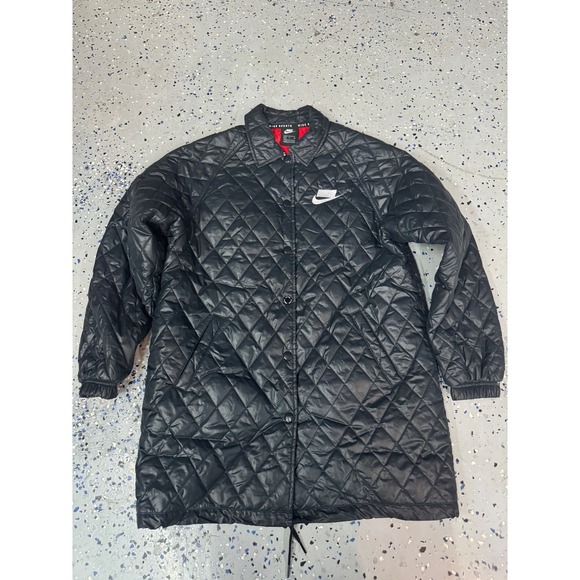 Nike Sportswear Quilted Coat Puffer Jacket Full Snap Black White Small - Picture 1 of 5